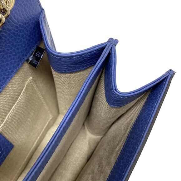 GUCCI Interlocking G Blue Leather Shoulder Bag 849-081025 - Picture 10 of 14